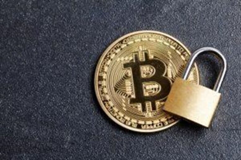 bitcoin com um cadeado fechado em cima