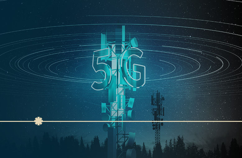 Torre de sinal de celular emitindo ondas de internet 5g