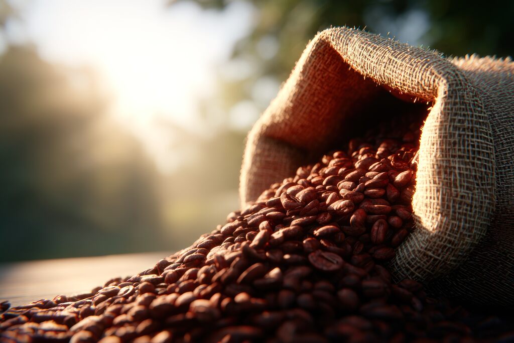 Saco de grãos de café representa um dos principais produtos exportados pelo Brasil para o mercado norte-americano.