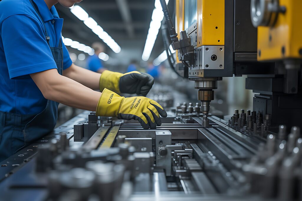 Operador atua em linha de produção automatizada focada na otimização de processos industriais.